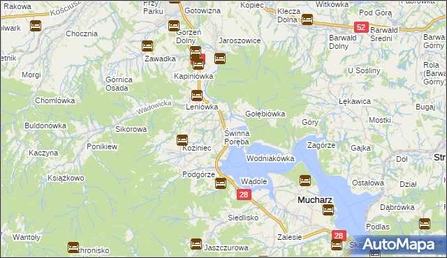 mapa Świnna Poręba, Świnna Poręba na mapie Targeo