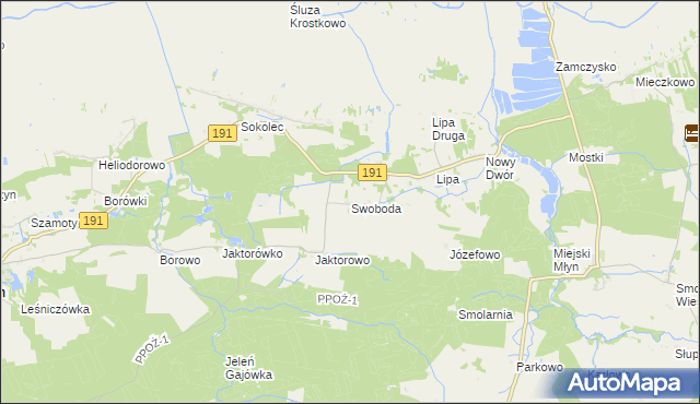 mapa Swoboda gmina Szamocin, Swoboda gmina Szamocin na mapie Targeo