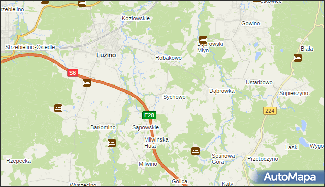 mapa Sychowo, Sychowo na mapie Targeo