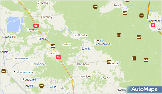 mapa Szaciły gmina Dobrzyniewo Duże, Szaciły gmina Dobrzyniewo Duże na mapie Targeo