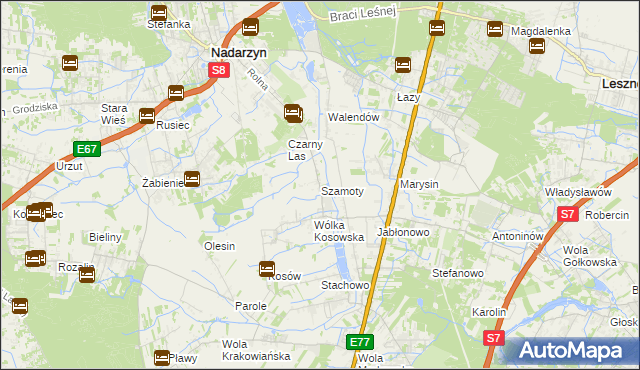 mapa Szamoty gmina Nadarzyn, Szamoty gmina Nadarzyn na mapie Targeo