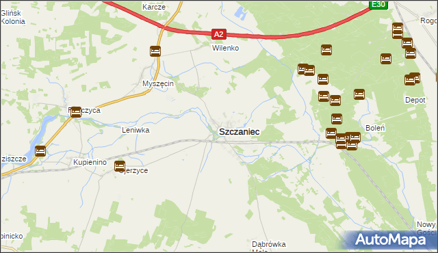 mapa Szczaniec, Szczaniec na mapie Targeo