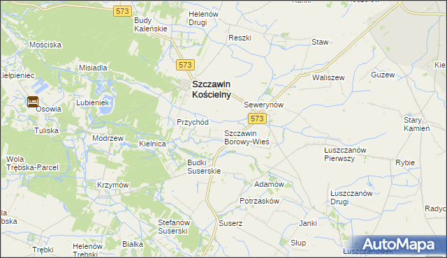 mapa Szczawin Borowy-Wieś, Szczawin Borowy-Wieś na mapie Targeo