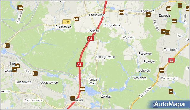 mapa Szczejkowice, Szczejkowice na mapie Targeo