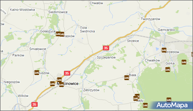 mapa Szczepanów gmina Marcinowice, Szczepanów gmina Marcinowice na mapie Targeo