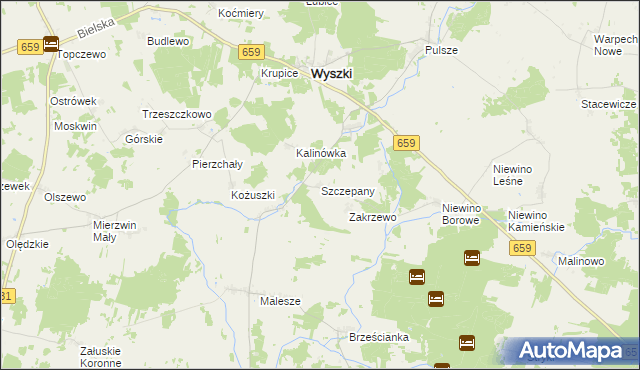 mapa Szczepany gmina Wyszki, Szczepany gmina Wyszki na mapie Targeo