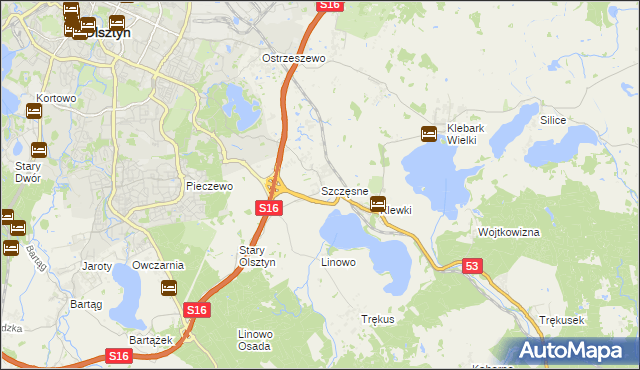 mapa Szczęsne gmina Purda, Szczęsne gmina Purda na mapie Targeo