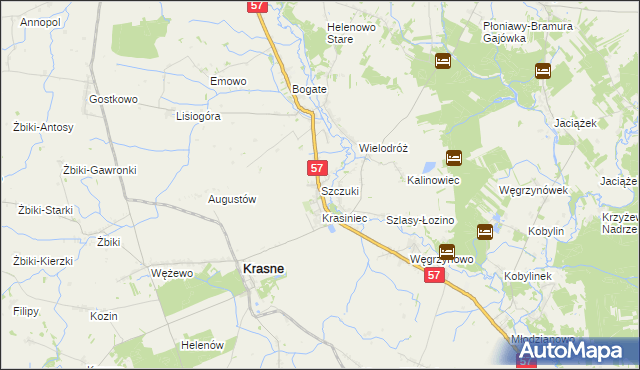 mapa Szczuki gmina Płoniawy-Bramura, Szczuki gmina Płoniawy-Bramura na mapie Targeo