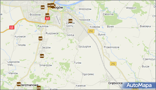 mapa Szczyglice gmina Głogów, Szczyglice gmina Głogów na mapie Targeo