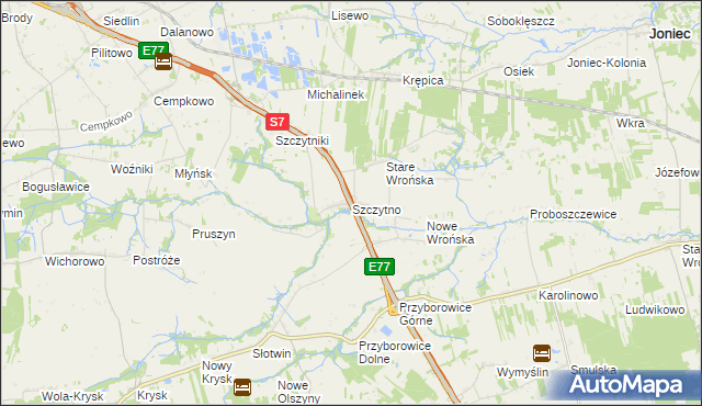 mapa Szczytno gmina Załuski, Szczytno gmina Załuski na mapie Targeo