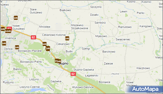 mapa Szeligi gmina Słupno, Szeligi gmina Słupno na mapie Targeo