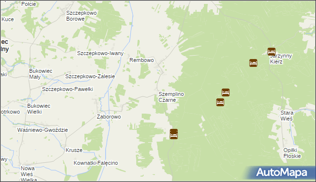 mapa Szemplino Czarne, Szemplino Czarne na mapie Targeo