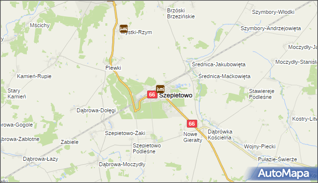 mapa Szepietowo, Szepietowo na mapie Targeo