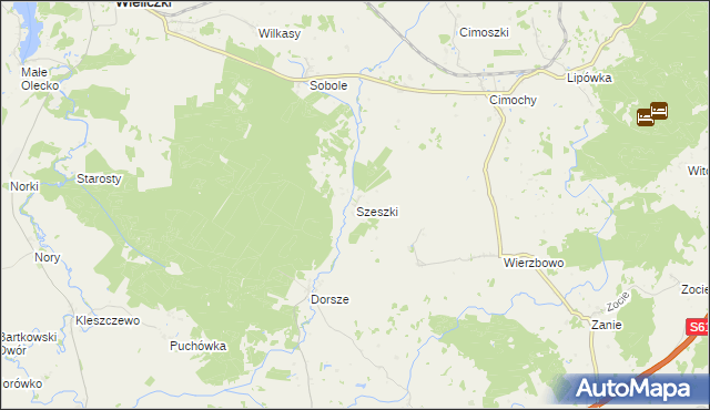 mapa Szeszki gmina Wieliczki, Szeszki gmina Wieliczki na mapie Targeo