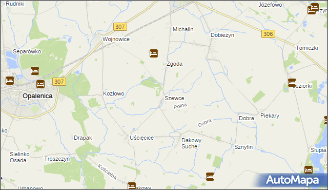 mapa Szewce gmina Buk, Szewce gmina Buk na mapie Targeo
