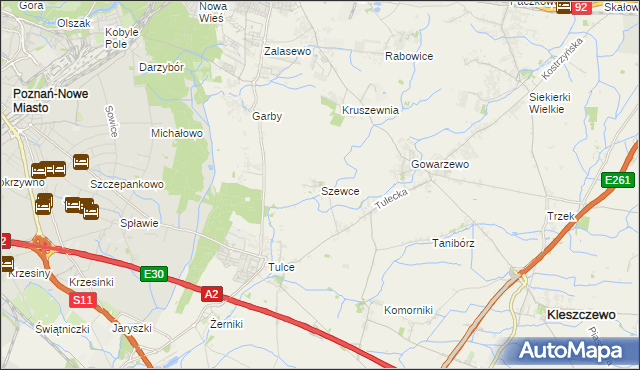 mapa Szewce gmina Kleszczewo, Szewce gmina Kleszczewo na mapie Targeo