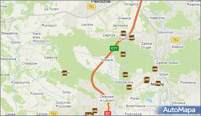 mapa Szewce gmina Sitkówka-Nowiny, Szewce gmina Sitkówka-Nowiny na mapie Targeo