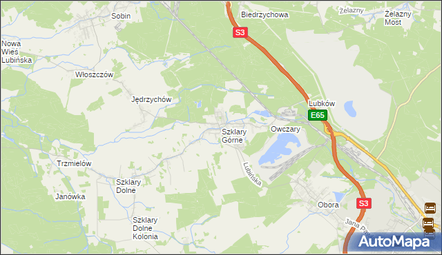 mapa Szklary Górne, Szklary Górne na mapie Targeo