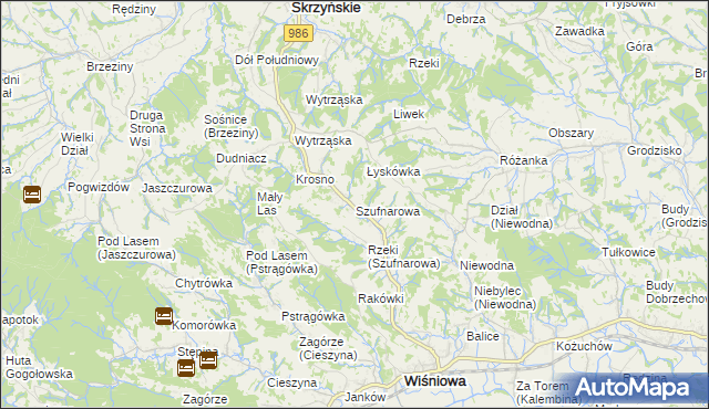 mapa Szufnarowa, Szufnarowa na mapie Targeo