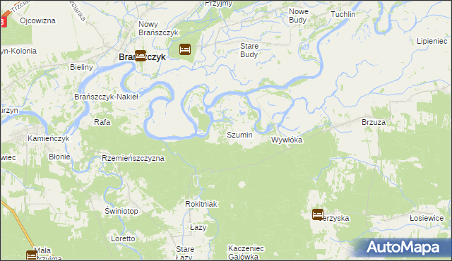 mapa Szumin gmina Łochów, Szumin gmina Łochów na mapie Targeo