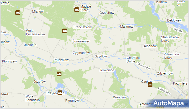 mapa Szydłów gmina Lutomiersk, Szydłów gmina Lutomiersk na mapie Targeo