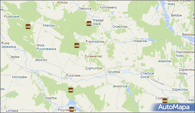 mapa Szydłówek gmina Lutomiersk, Szydłówek gmina Lutomiersk na mapie Targeo