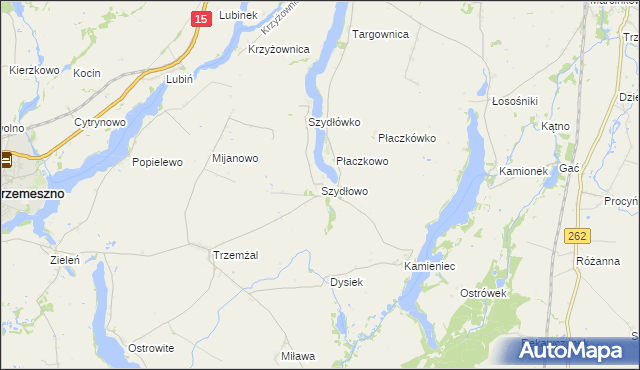 mapa Szydłowo gmina Trzemeszno, Szydłowo gmina Trzemeszno na mapie Targeo