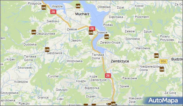 mapa Tarnawa Dolna gmina Zembrzyce, Tarnawa Dolna gmina Zembrzyce na mapie Targeo