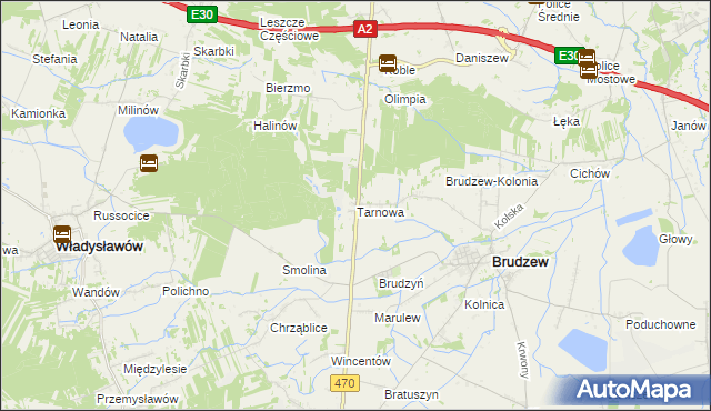 mapa Tarnowa gmina Brudzew, Tarnowa gmina Brudzew na mapie Targeo