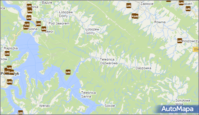 mapa Teleśnica Oszwarowa, Teleśnica Oszwarowa na mapie Targeo