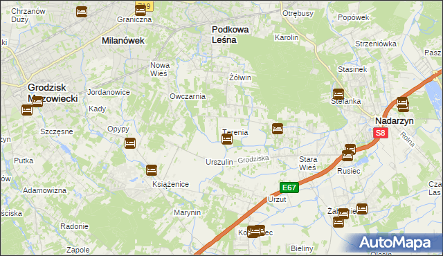 mapa Terenia, Terenia na mapie Targeo