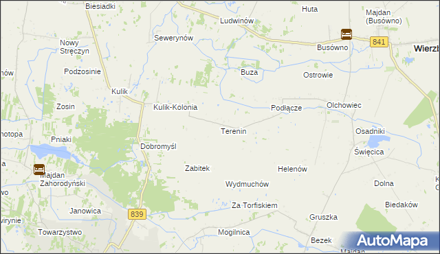 mapa Terenin gmina Wierzbica, Terenin gmina Wierzbica na mapie Targeo