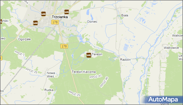 mapa Teresin gmina Trzcianka, Teresin gmina Trzcianka na mapie Targeo