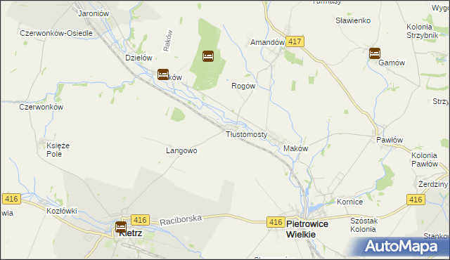 mapa Tłustomosty, Tłustomosty na mapie Targeo