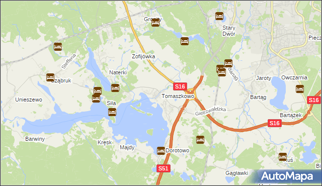 mapa Tomaszkowo, Tomaszkowo na mapie Targeo