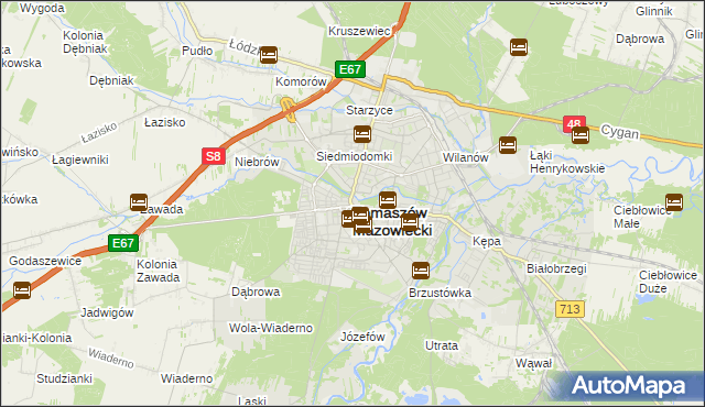 mapa Tomaszów Mazowiecki, Tomaszów Mazowiecki na mapie Targeo