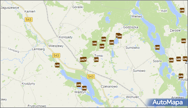 mapa Tomki gmina Zbiczno, Tomki gmina Zbiczno na mapie Targeo