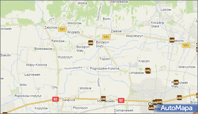 mapa Topolin gmina Stare Babice, Topolin gmina Stare Babice na mapie Targeo