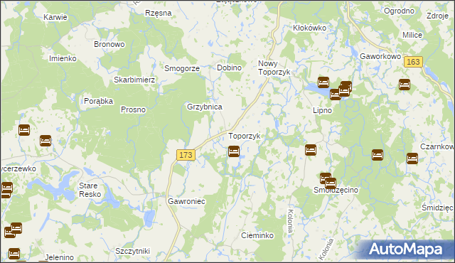 mapa Toporzyk gmina Połczyn-Zdrój, Toporzyk gmina Połczyn-Zdrój na mapie Targeo