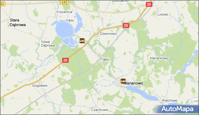 mapa Trąbki gmina Marianowo, Trąbki gmina Marianowo na mapie Targeo