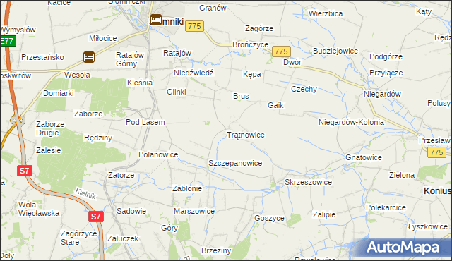 mapa Trątnowice, Trątnowice na mapie Targeo