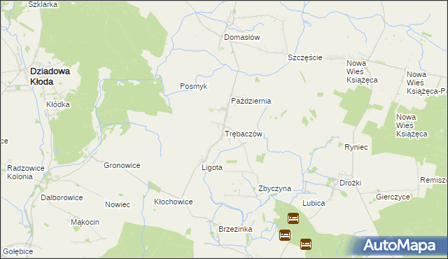 mapa Trębaczów gmina Perzów, Trębaczów gmina Perzów na mapie Targeo