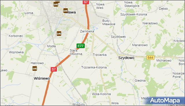 mapa Trzcianka gmina Szydłowo, Trzcianka gmina Szydłowo na mapie Targeo