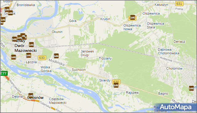 mapa Trzciany gmina Jabłonna, Trzciany gmina Jabłonna na mapie Targeo