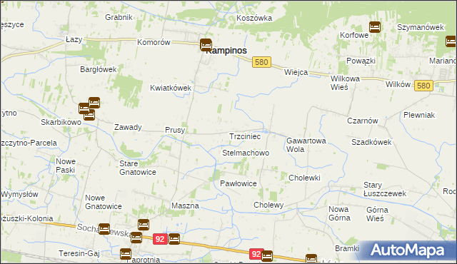 mapa Trzciniec gmina Leszno, Trzciniec gmina Leszno na mapie Targeo