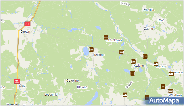 mapa Trzcinno gmina Miastko, Trzcinno gmina Miastko na mapie Targeo