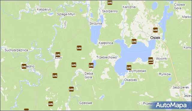 mapa Trzebiechowo gmina Osiek, Trzebiechowo gmina Osiek na mapie Targeo