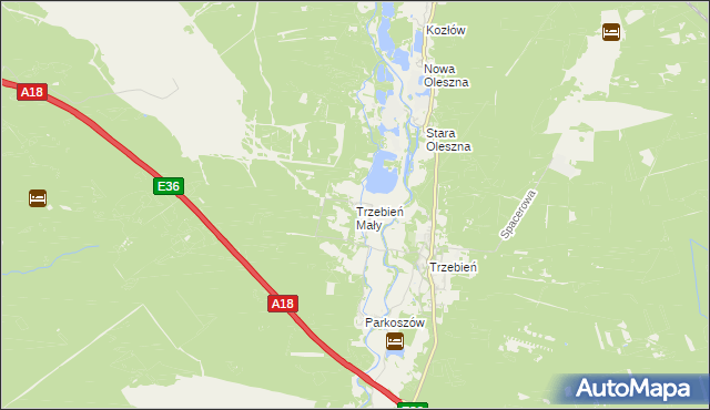 mapa Trzebień Mały, Trzebień Mały na mapie Targeo