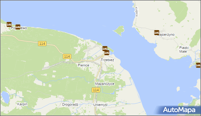 mapa Trzebież, Trzebież na mapie Targeo