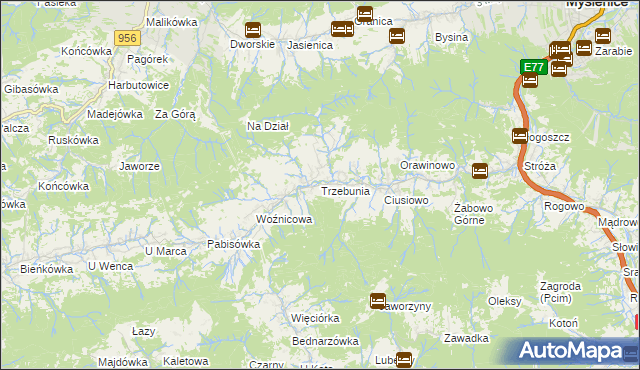 mapa Trzebunia, Trzebunia na mapie Targeo